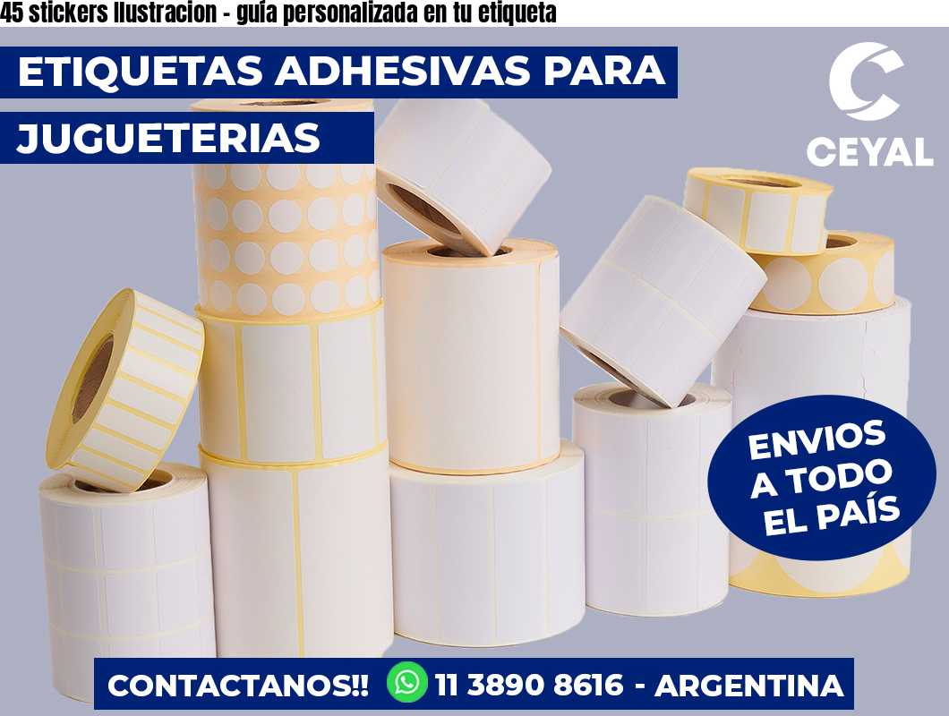 45 stickers Ilustracion - guía personalizada en tu etiqueta