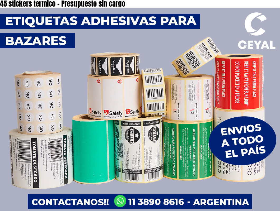 45 stickers termico – Presupuesto sin cargo