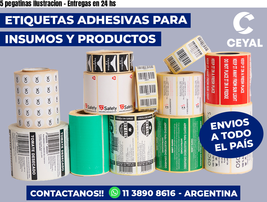5 pegatinas Ilustracion - Entregas en 24 hs
