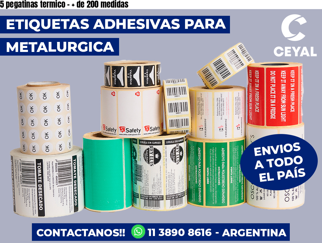5 pegatinas termico - + de 200 medidas