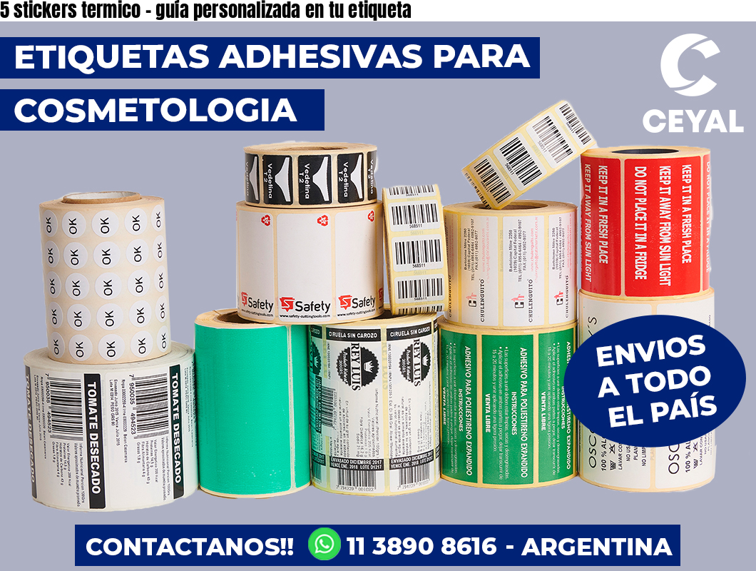 5 stickers termico - guía personalizada en tu etiqueta