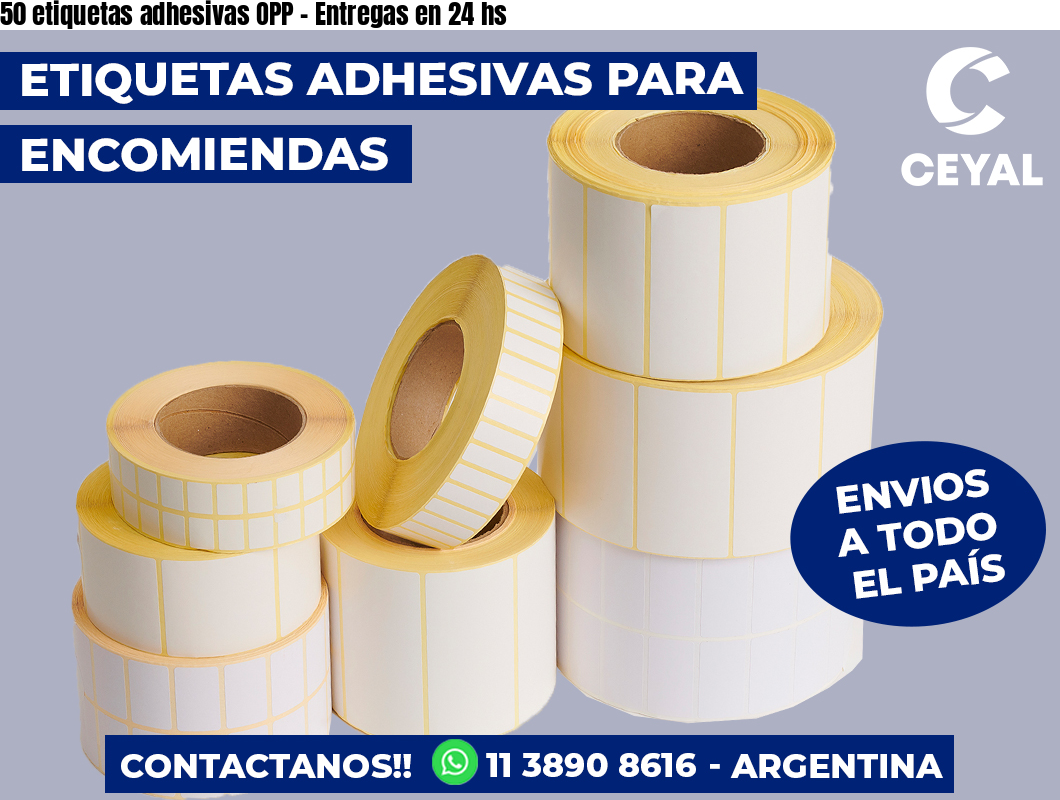 50 etiquetas adhesivas OPP - Entregas en 24 hs