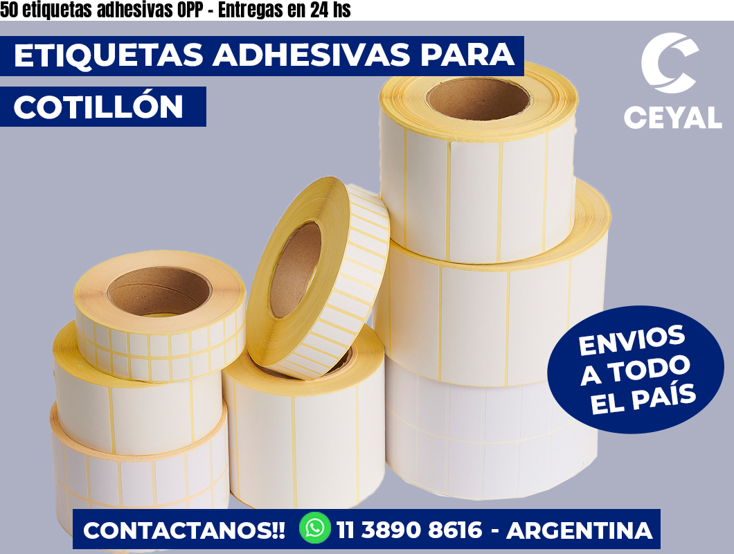50 etiquetas adhesivas OPP – Entregas en 24 hs