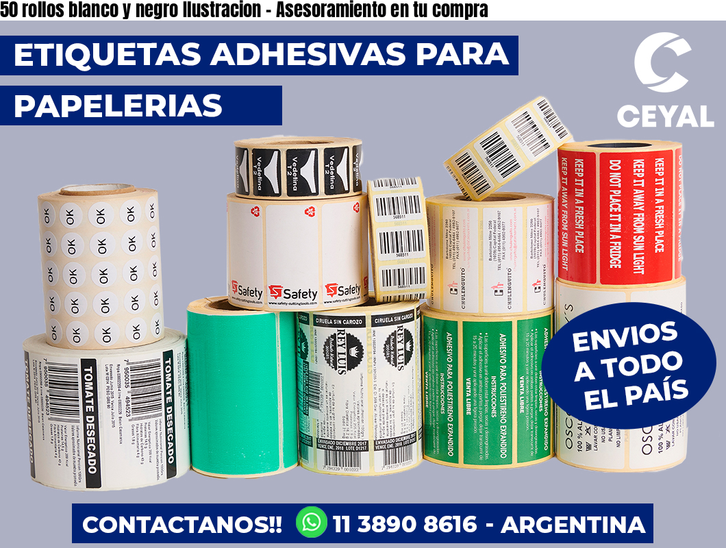 50 rollos blanco y negro Ilustracion - Asesoramiento en tu compra
