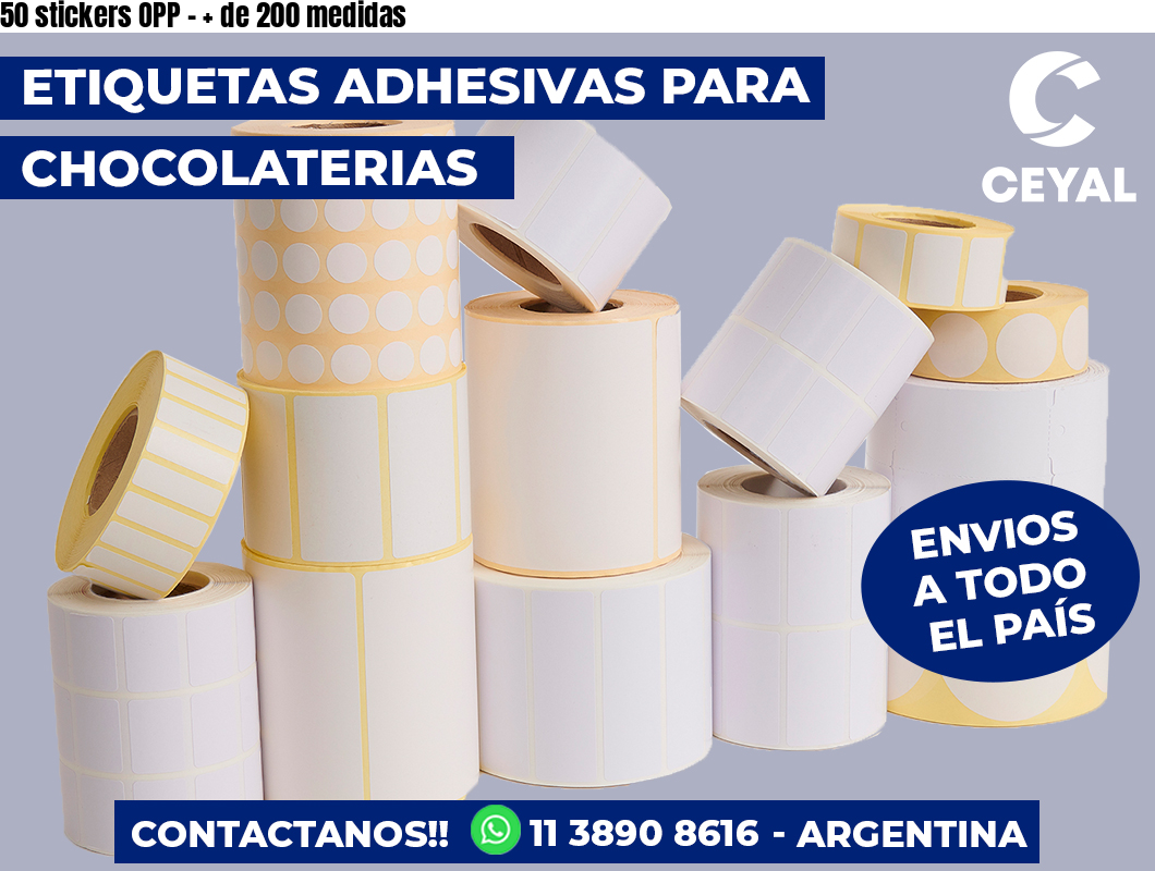 50 stickers OPP - + de 200 medidas