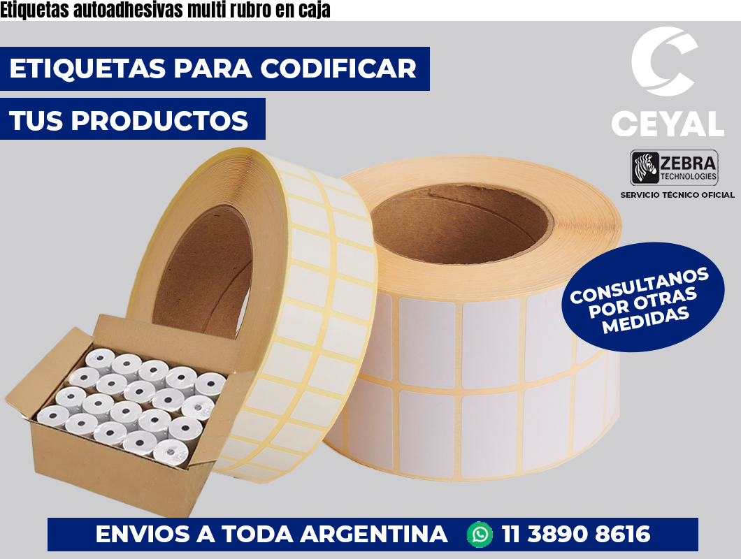 Etiquetas autoadhesivas multi rubro en caja