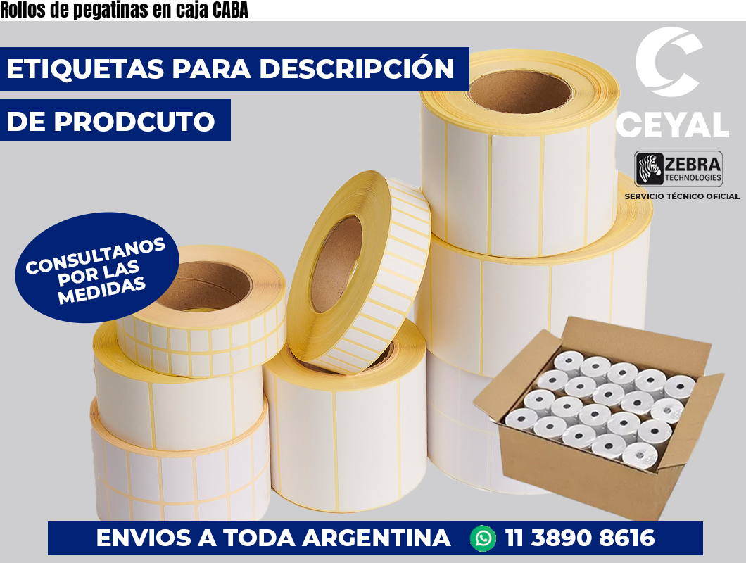 Rollos de pegatinas en caja CABA