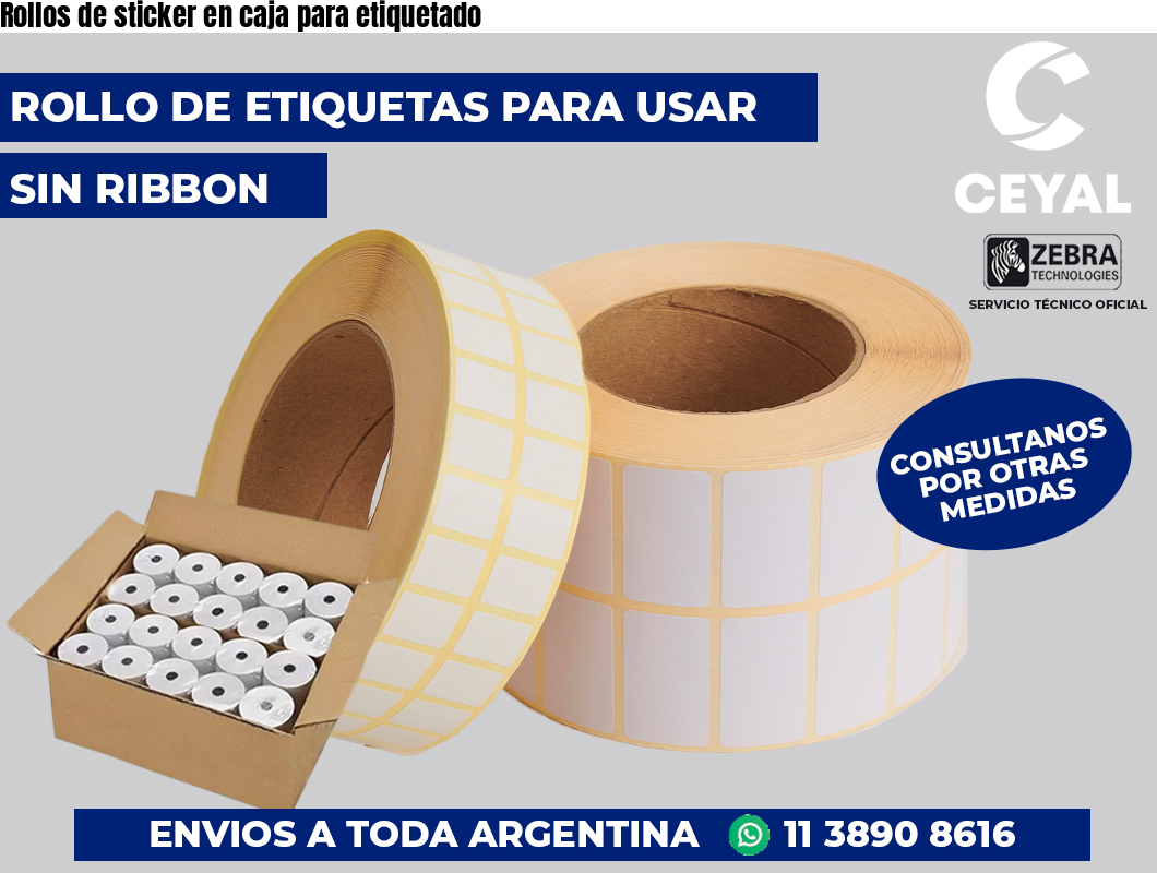 Rollos de sticker en caja para etiquetado