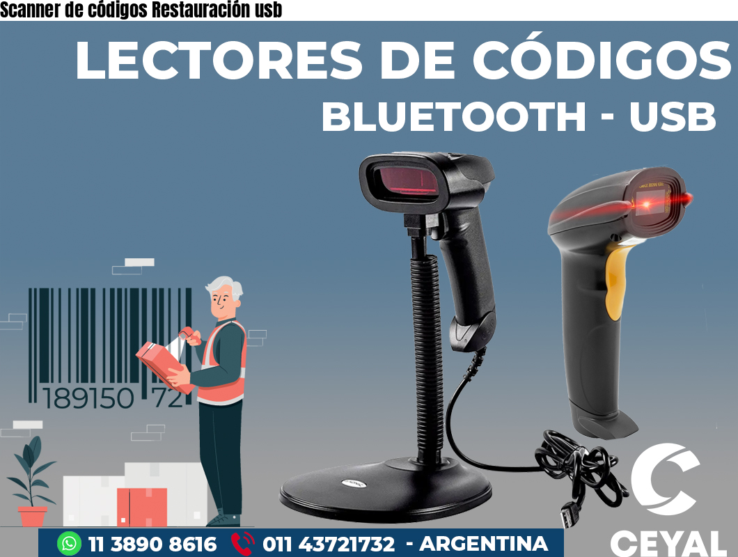 Scanner de códigos Restauración usb