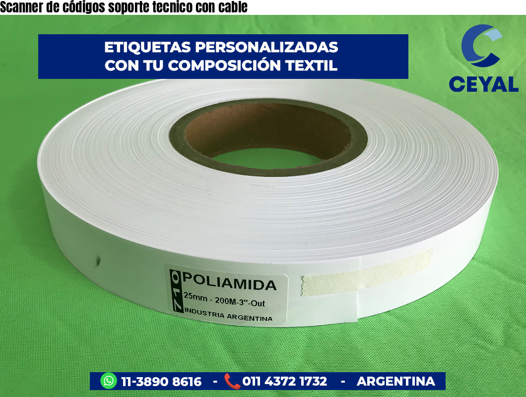 Scanner de códigos soporte tecnico con cable