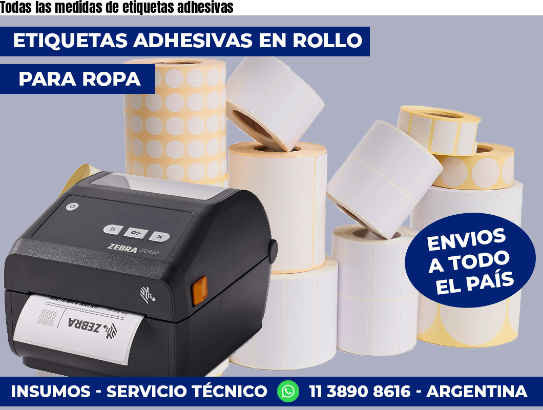 Todas las medidas de etiquetas adhesivas