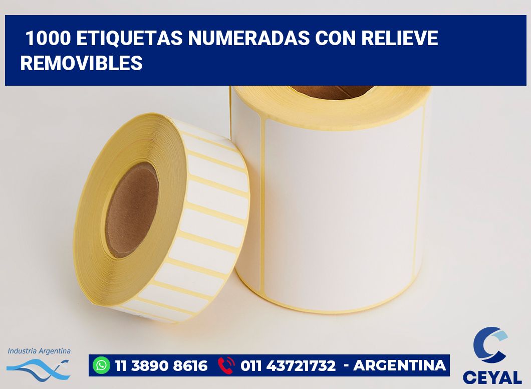 1000 Etiquetas numeradas con relieve removibles