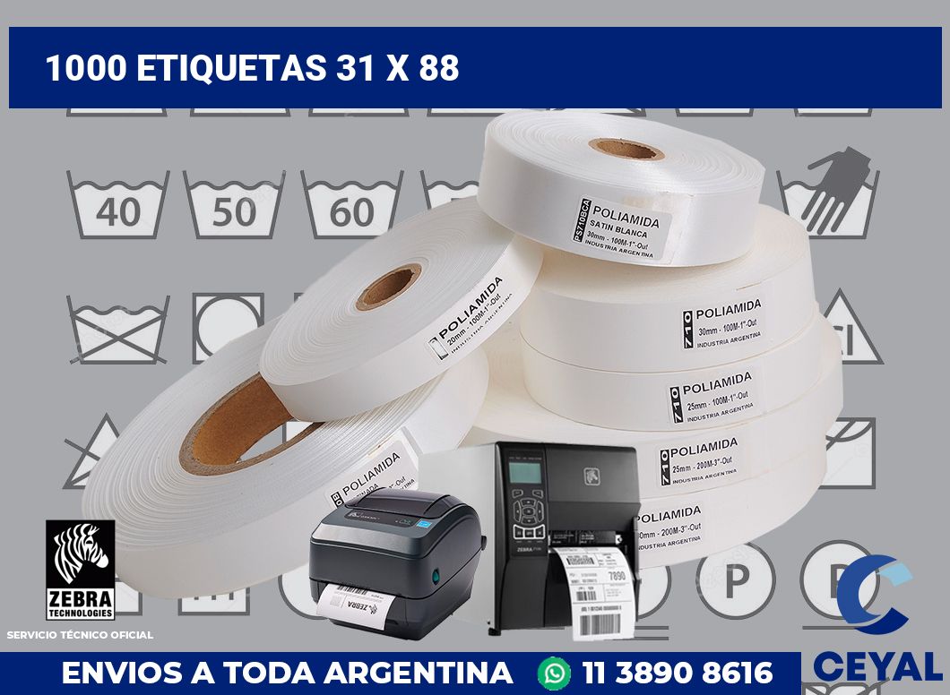 1000 etiquetas 31 x 88