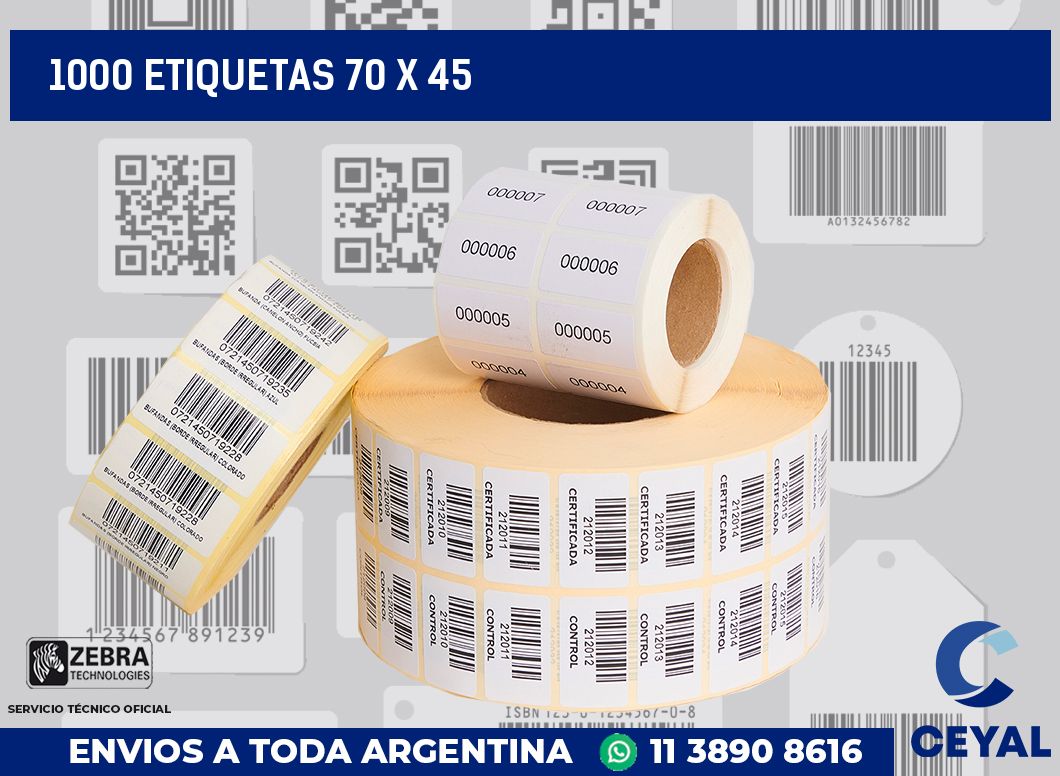 1000 etiquetas 70 x 45