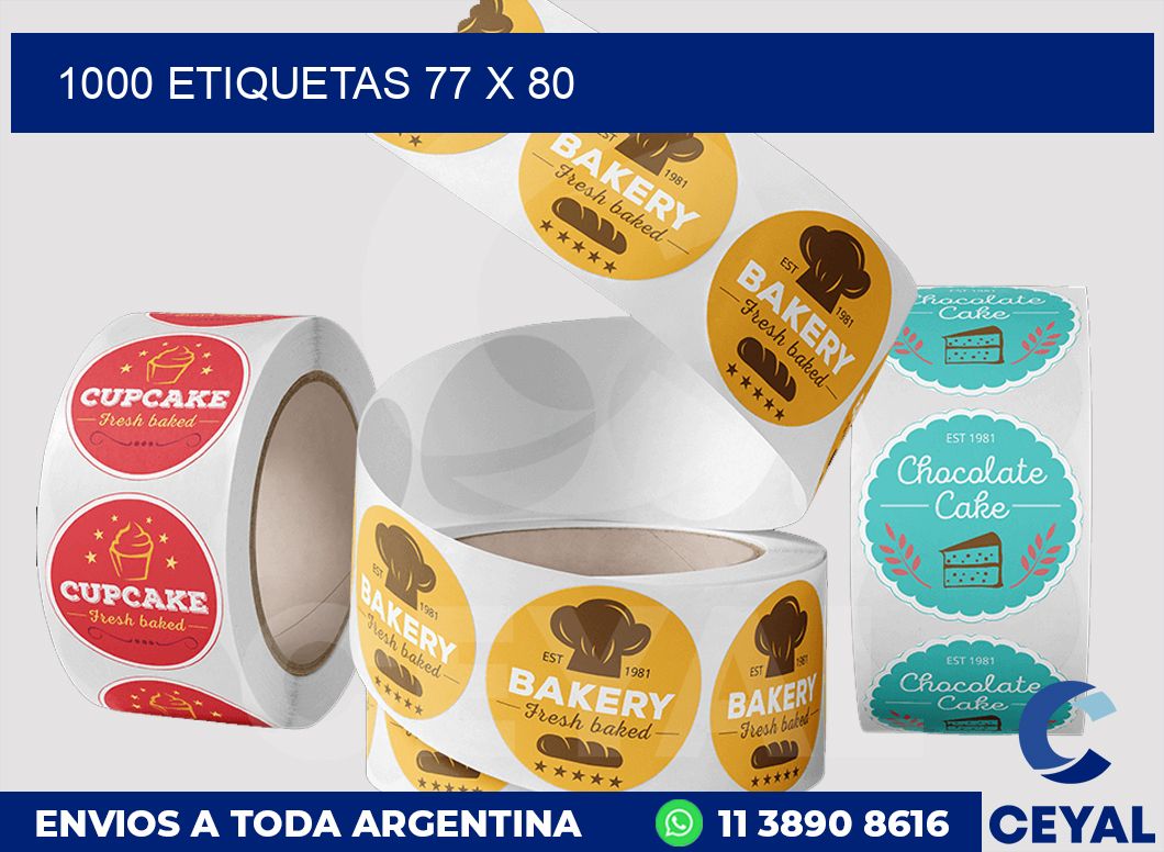 1000 etiquetas 77 x 80