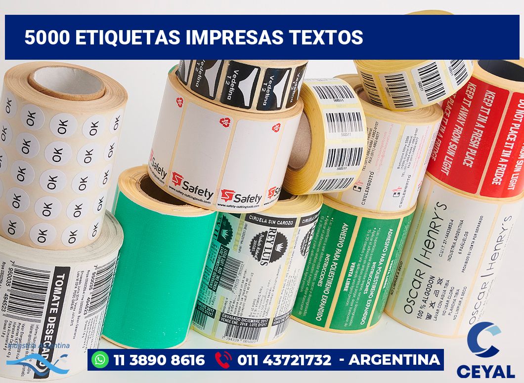 5000 Etiquetas impresas textos