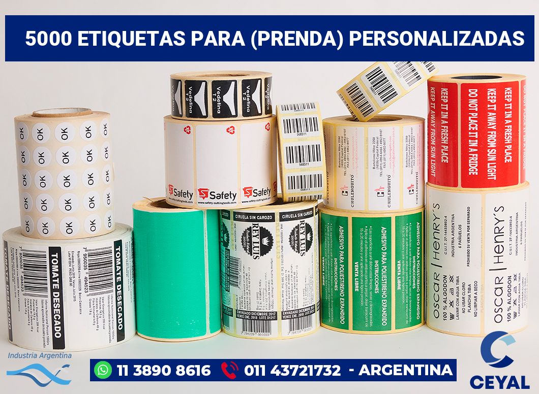 5000 Etiquetas para (prenda) personalizadas