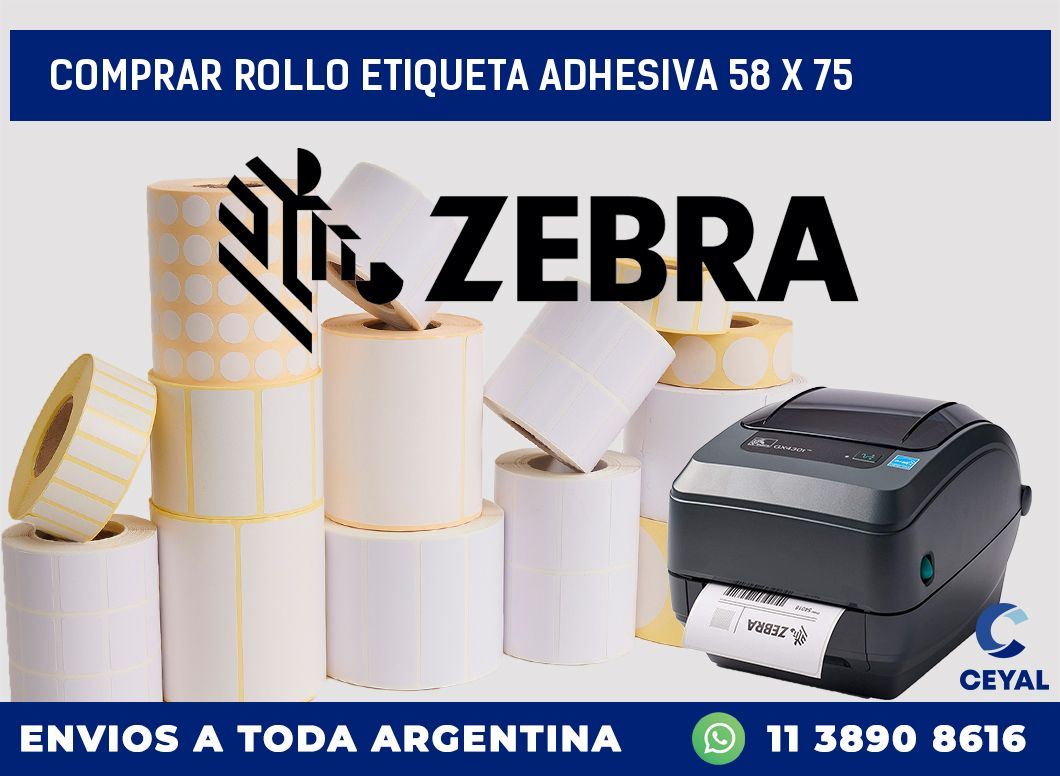 Comprar rollo etiqueta adhesiva 58 x 75