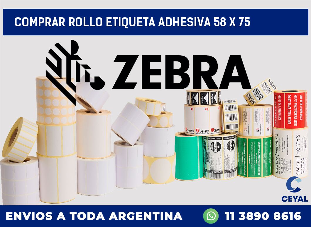 Comprar rollo etiqueta adhesiva 58 x 75