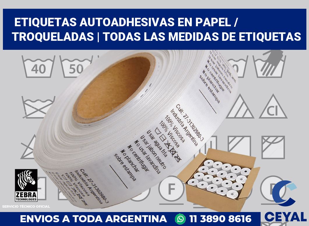 Etiquetas autoadhesivas en papel / Troqueladas | Todas las medidas de etiquetas