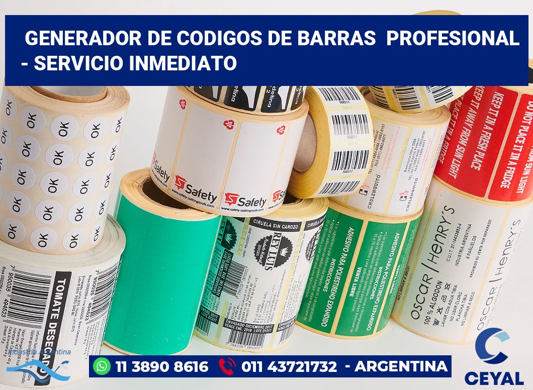 Generador de codigos de barras  profesional  - Servicio inmediato