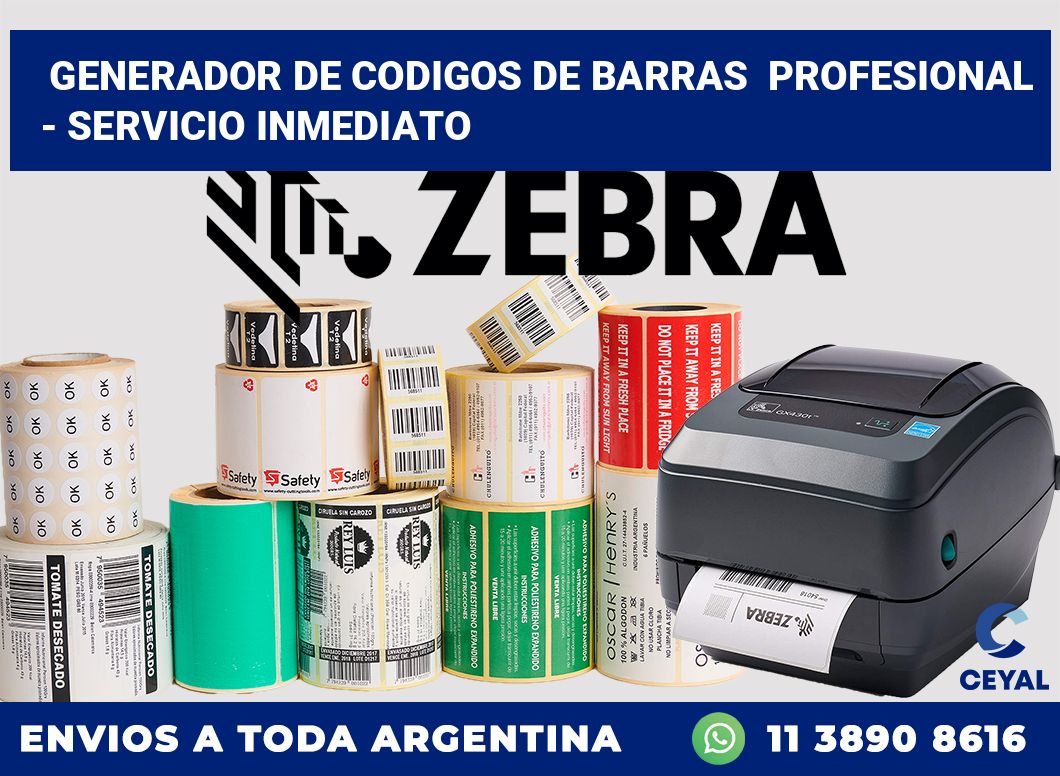 Generador de codigos de barras  profesional  – Servicio inmediato