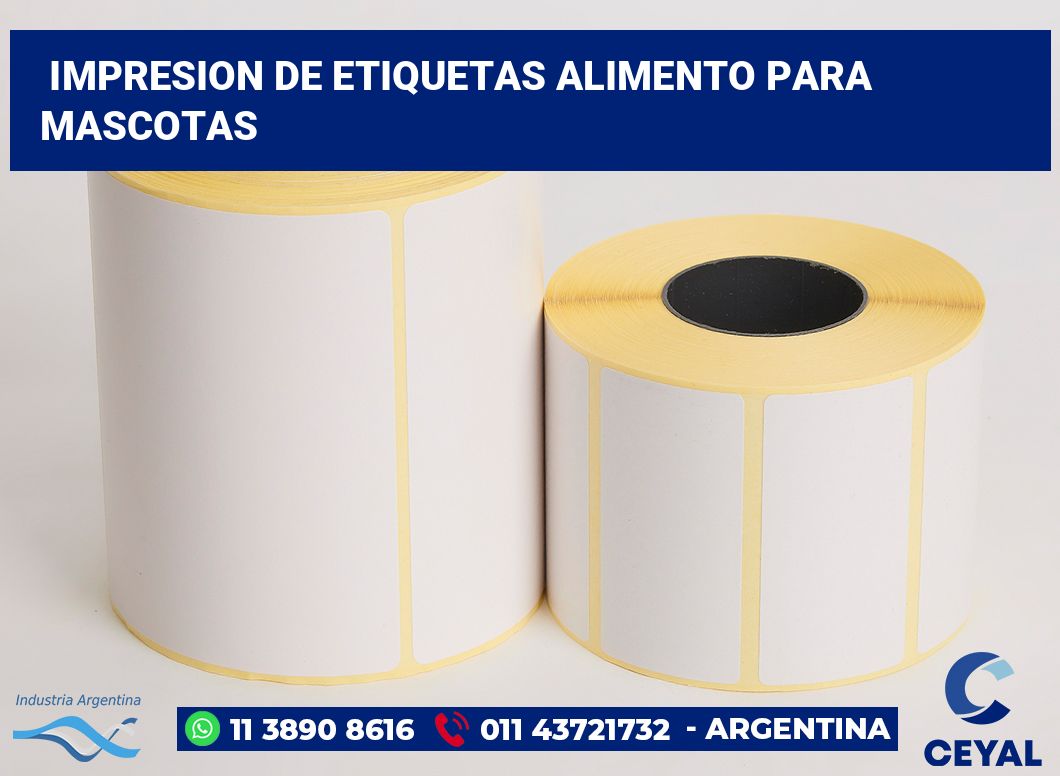Impresion de etiquetas Alimento para mascotas