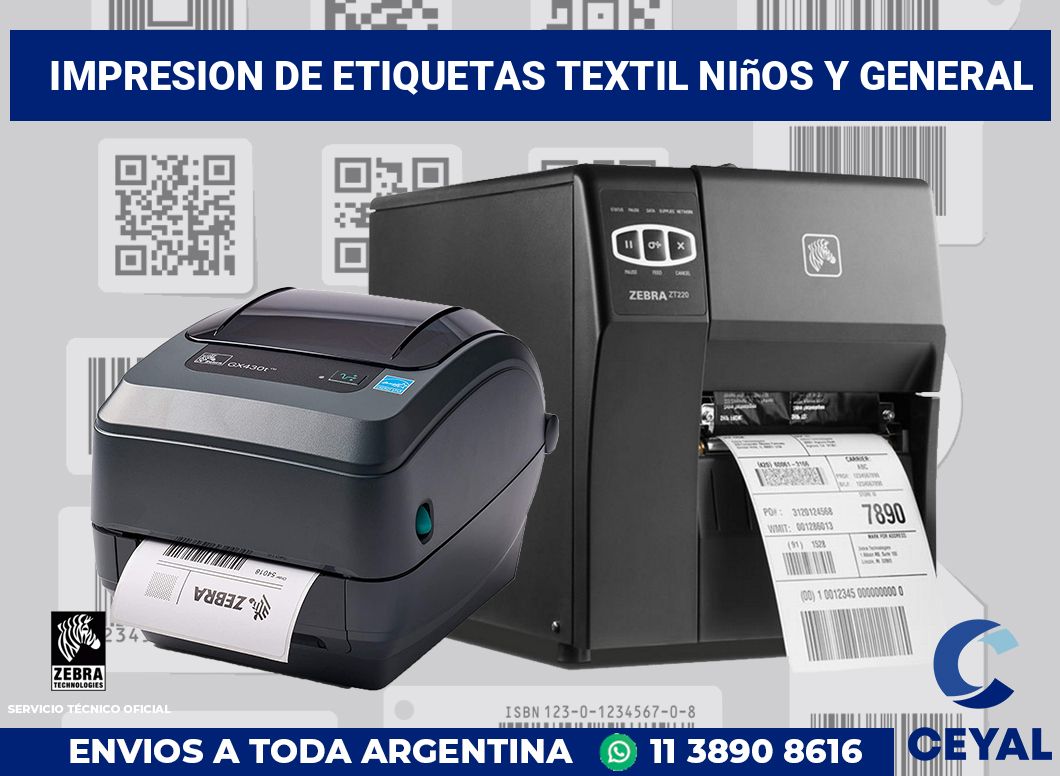Impresion de etiquetas textil niños y general