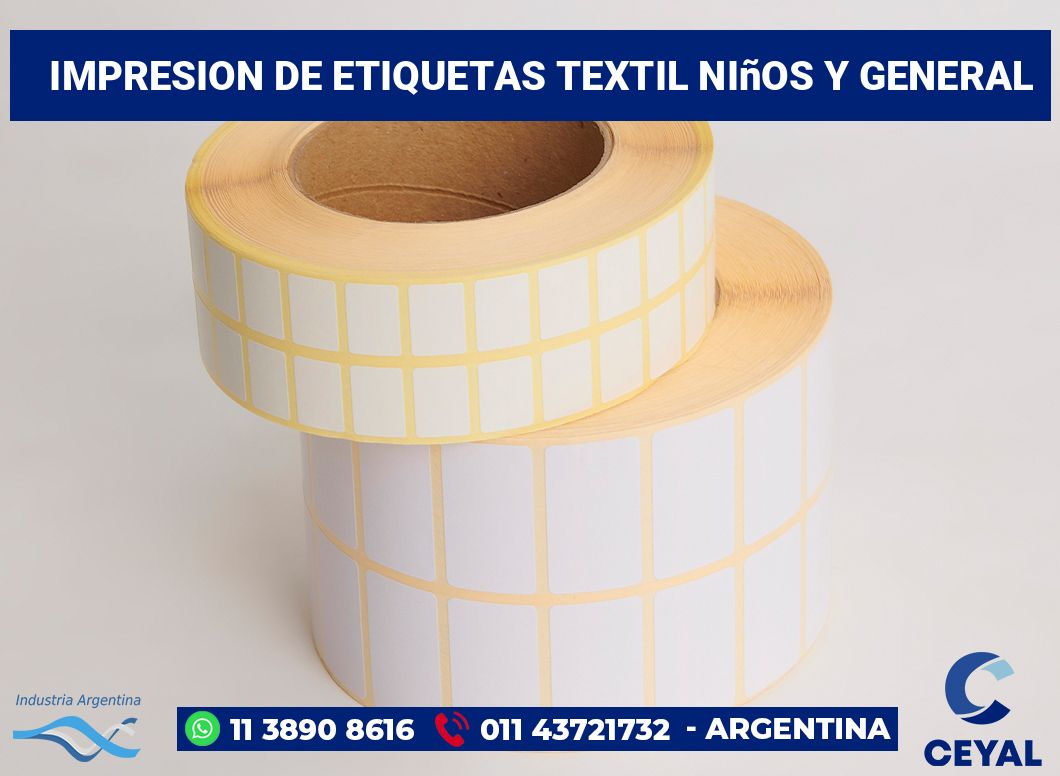 Impresion de etiquetas textil niños y general