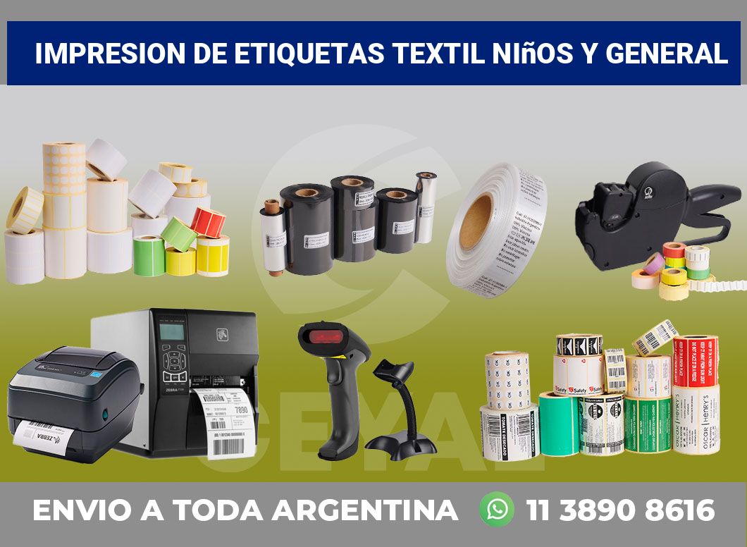 Impresion de etiquetas textil niños y general