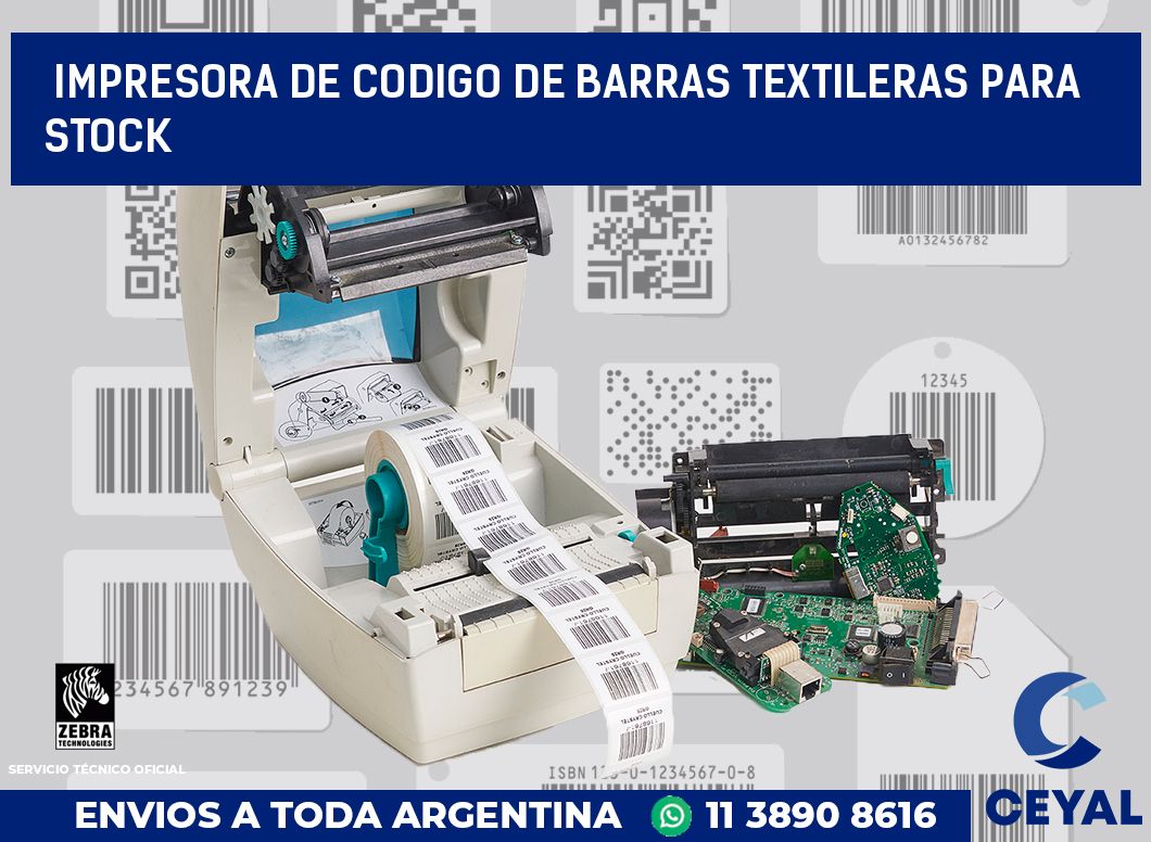 Impresora de codigo de barras textileras para stock
