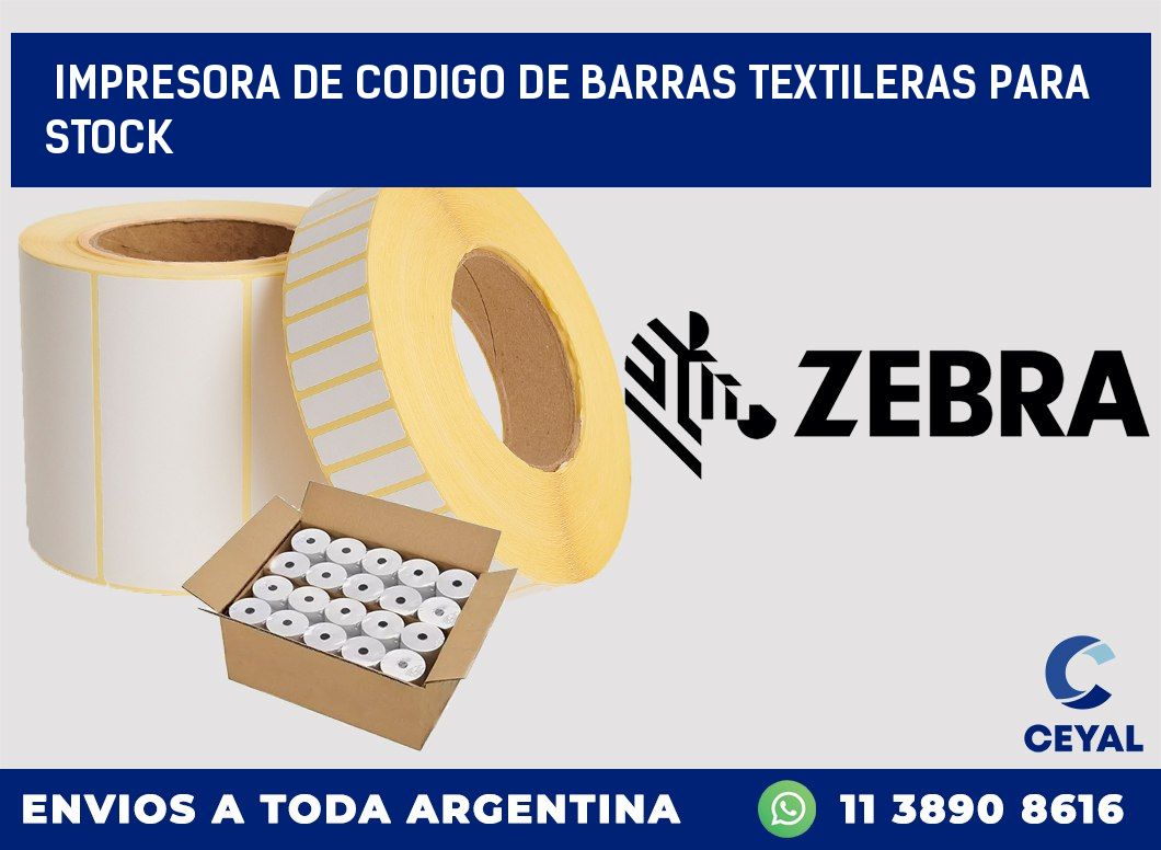 Impresora de codigo de barras textileras para stock