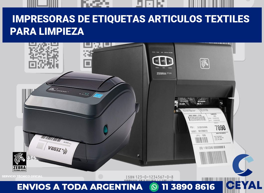 Impresoras de etiquetas Articulos textiles para limpieza