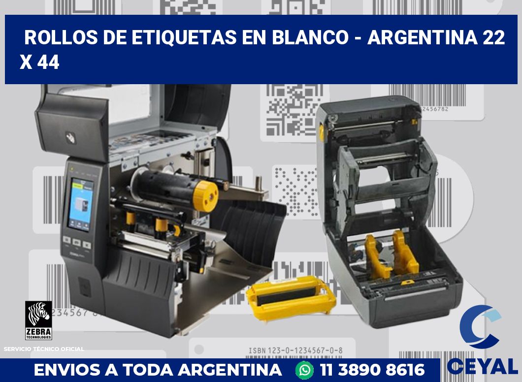 Rollos de etiquetas en blanco - Argentina 22 x 44