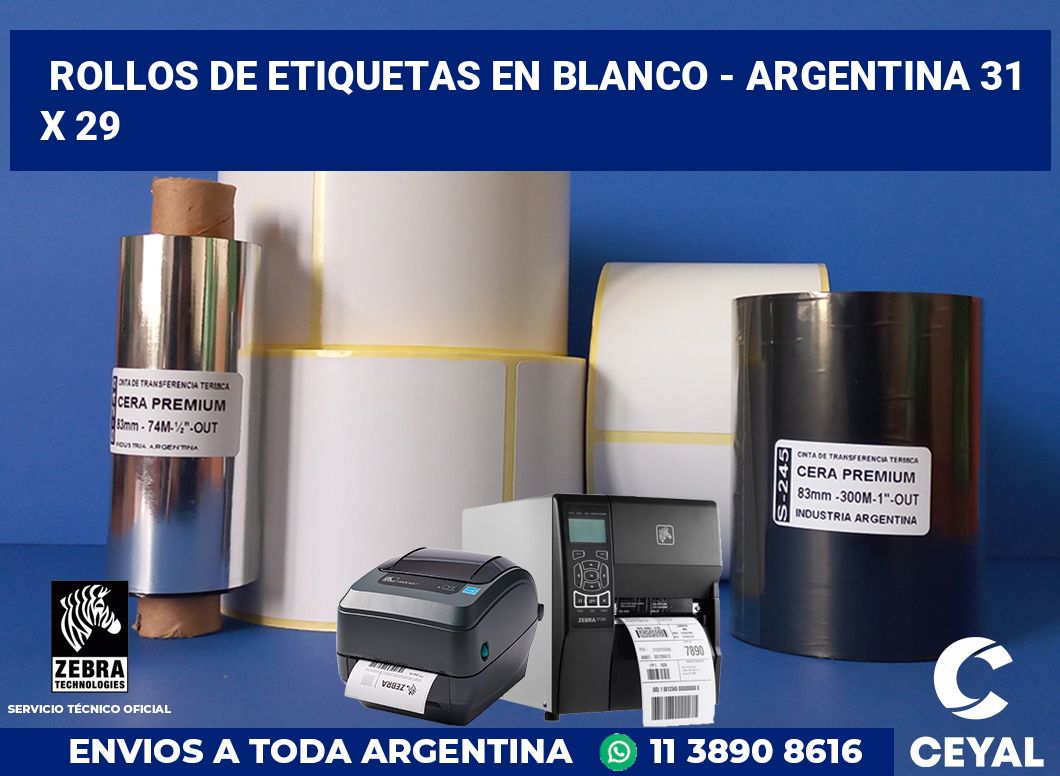 Rollos de etiquetas en blanco - Argentina 31 x 29