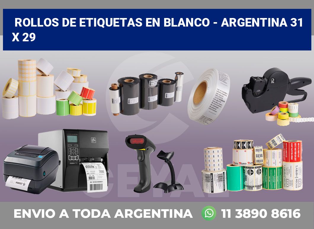 Rollos de etiquetas en blanco - Argentina 31 x 29