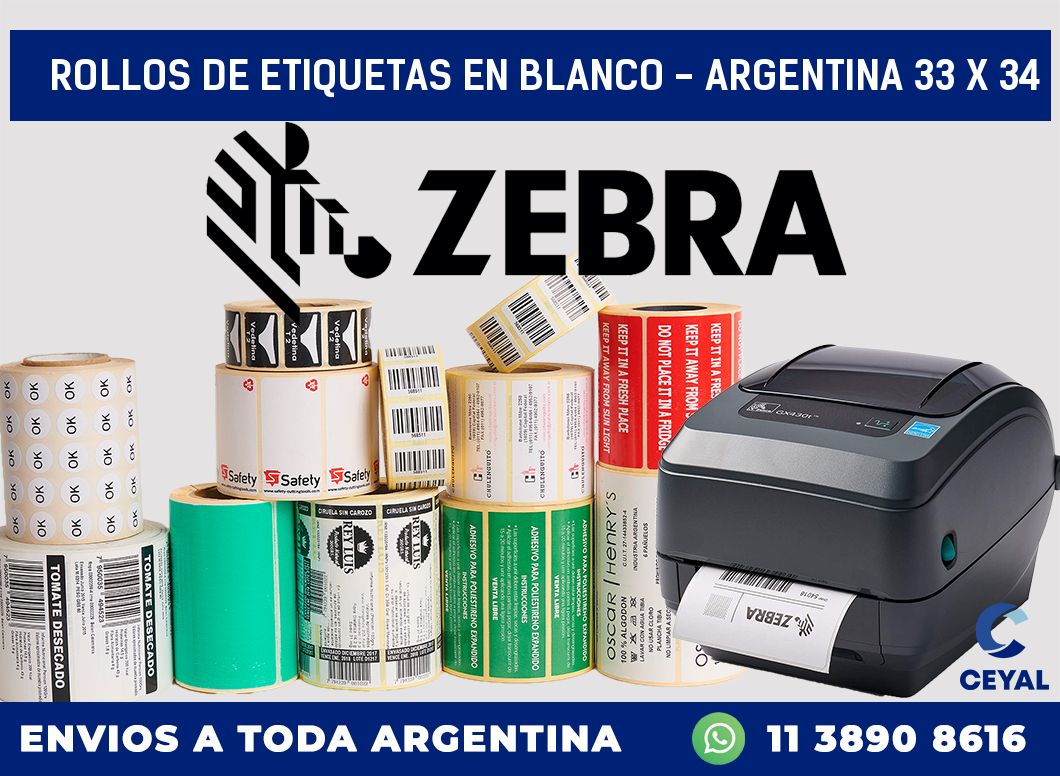 Rollos de etiquetas en blanco – Argentina 33 x 34