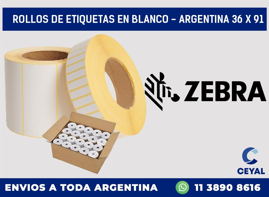 Rollos de etiquetas en blanco – Argentina 36 x 91