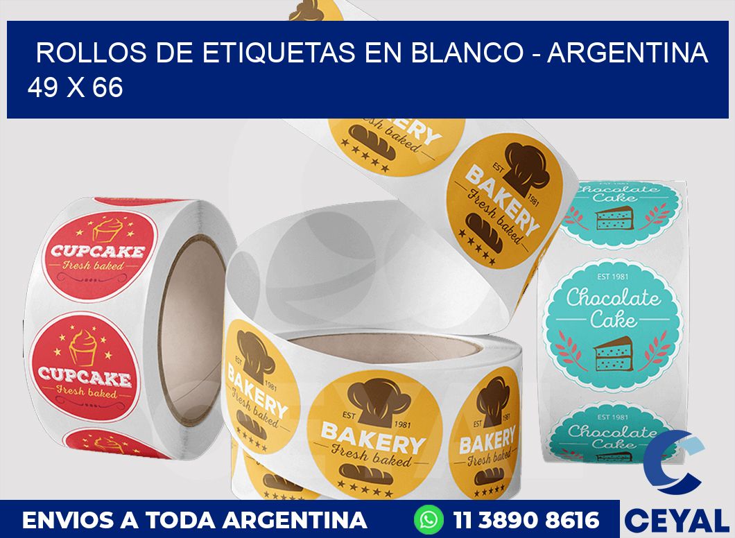 Rollos de etiquetas en blanco - Argentina 49 x 66