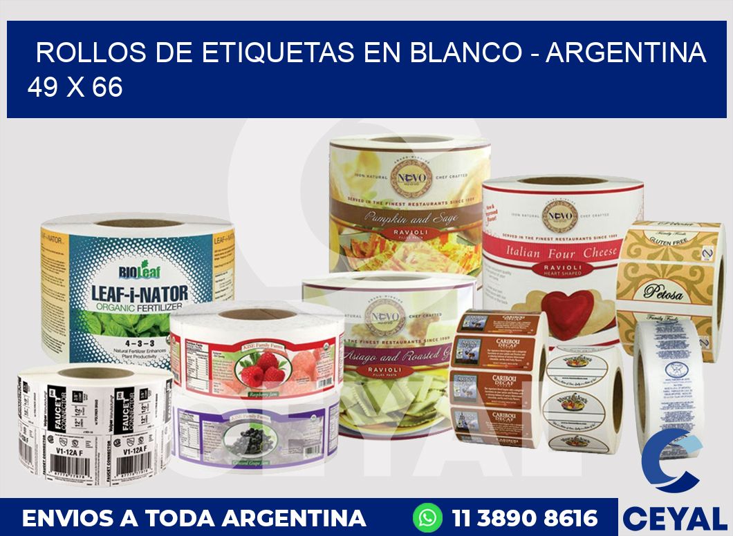 Rollos de etiquetas en blanco – Argentina 49 x 66