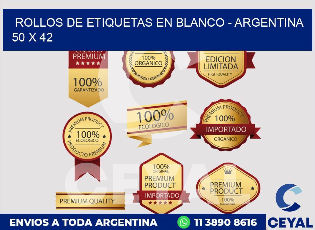 Rollos de etiquetas en blanco - Argentina 50 x 42