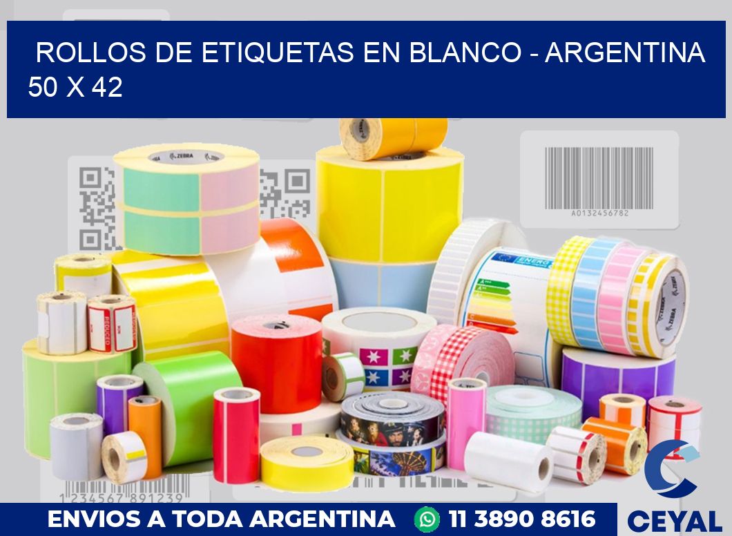 Rollos de etiquetas en blanco – Argentina 50 x 42