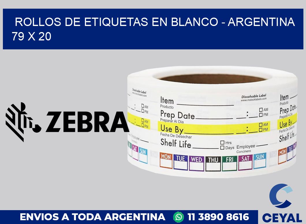 Rollos de etiquetas en blanco - Argentina 79 x 20