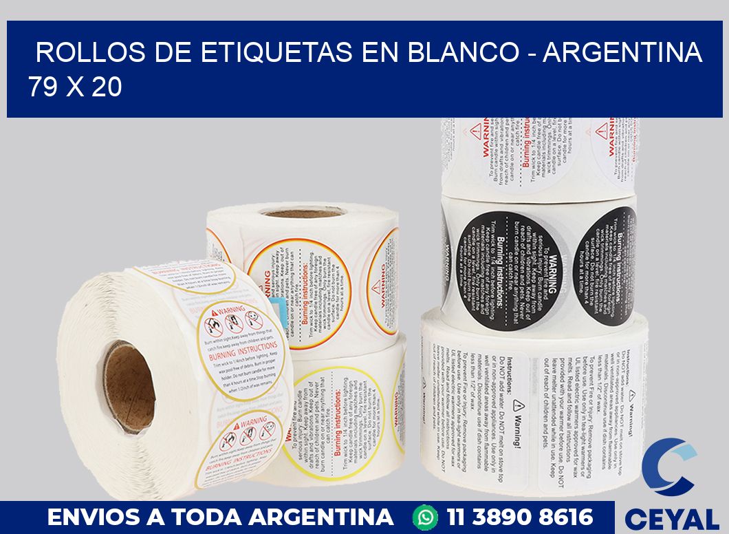 Rollos de etiquetas en blanco – Argentina 79 x 20