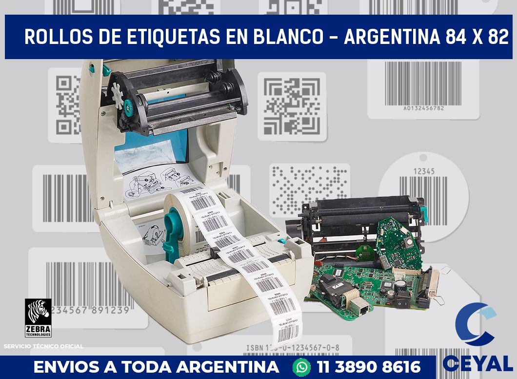 Rollos de etiquetas en blanco - Argentina 84 x 82