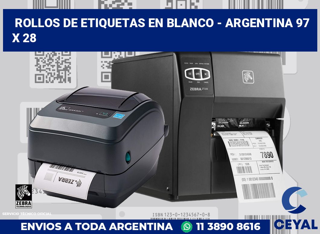 Rollos de etiquetas en blanco - Argentina 97 x 28