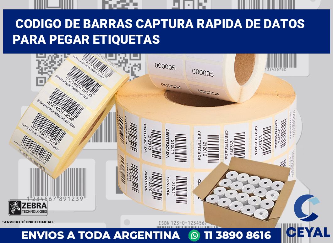 codigo de barras captura rapida de datos  para pegar etiquetas