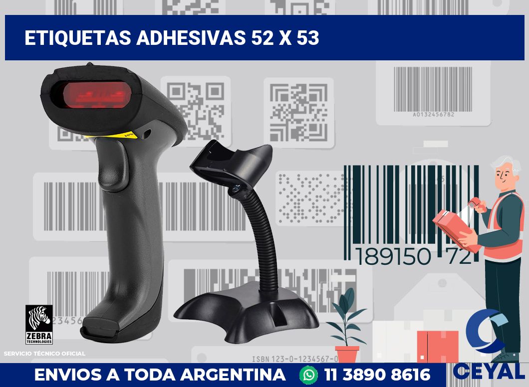 etiquetas adhesivas 52 x 53