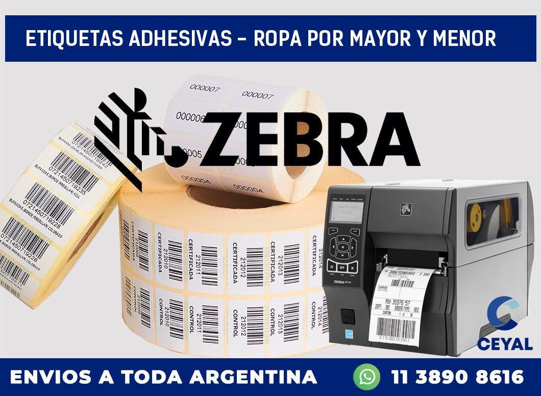 etiquetas adhesivas - ropa por mayor y menor
