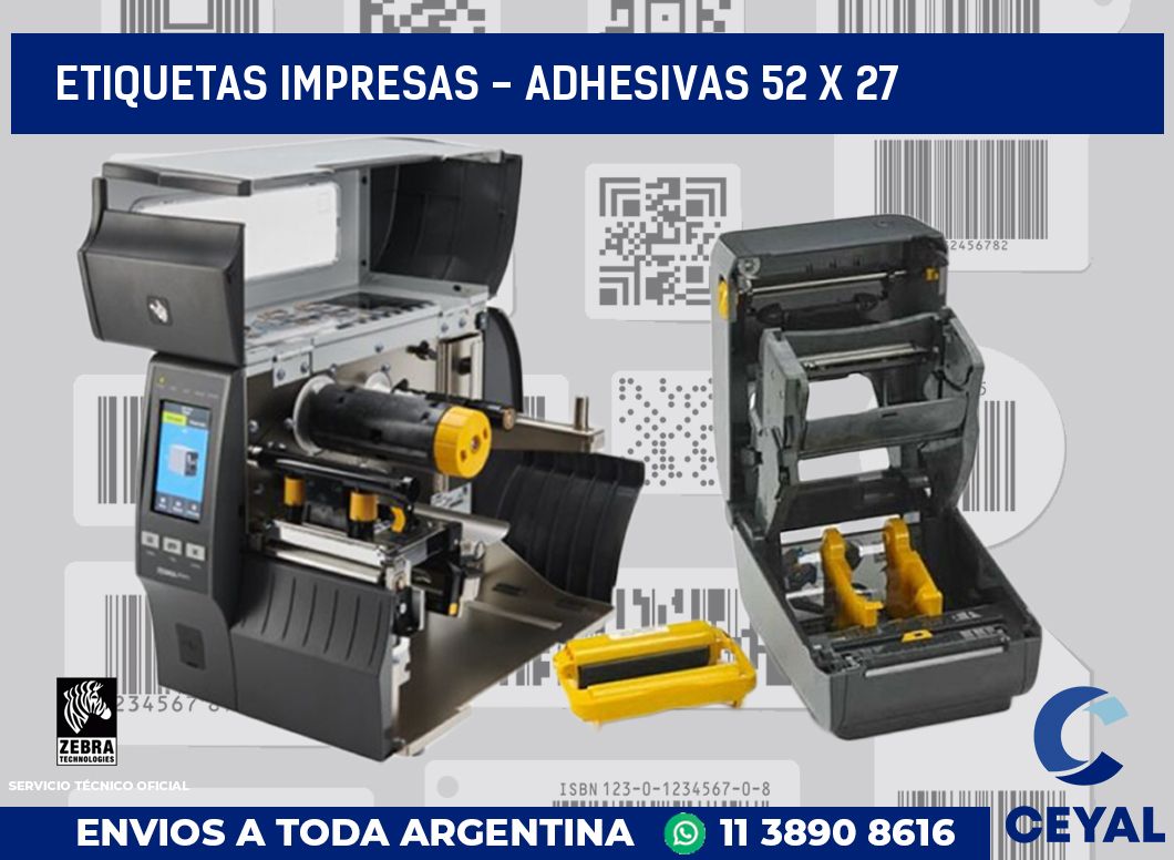etiquetas impresas - Adhesivas 52 x 27
